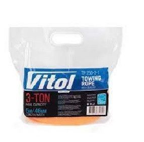 Трос буксировочный Vitol 3т 46мм х 5м желтый/крюк ТР-250-3-1 ТР-250-3-1 фото