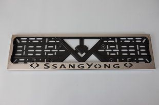 Рамка номерного знака із нержавіючої сталі з написом SSANGYONG (1 шт). Рамка номера з нержавіючої сталі САНГЙОНГ SSANGYONG фото
