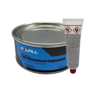 Шпатлевка алюминиевая, с отвердителем, Polfill, 1kg, 43132 97847 фото