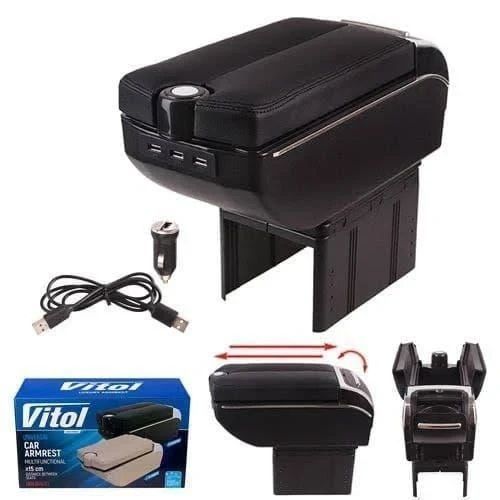 Підлокотник Універсальний Vitol / попільничка / підстаканник / 7 USB / Чорний HJ48020B фото