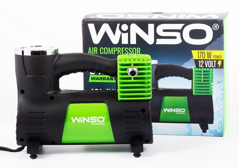 Автокомпрессор Winso 10 атм, 40 л/мин, 170 Вт, кабель 3 м, шланг 1 м (133000) \ Автокомпрессор Winso 133000 фото