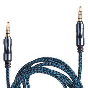 Кабель аудио AUX 3,5 мм 1,5м,ткань (Blue/Black) (AUX Bl/Bk) AUX Bl/Bk фото