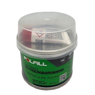 Шпаклівка зі скловолокном, з затверджувачем, Polfill, 200g 97834 фото