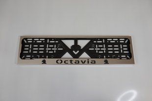 Рамка номерного знака из нержавеющей стали с надписью Octavia (1 шт). Рамка номера из нержавейки Октавиа Octavia фото