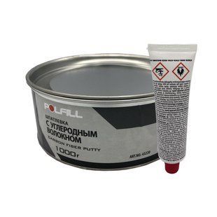 Шпаклівка з вуглецевим волокном CARBON, з затверджувачем, Polfill, 1kg, 43220 98470 фото