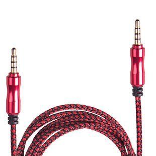 Кабель аудио AUX 3,5 мм 1,5м,ткань (Black/Red) (AUX Bk/Rd) AUX Bk/Rd фото