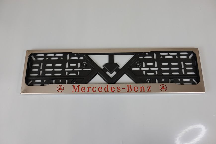 Рамка номерного знака из нержавеющей стали с надписью MERCEDES -BENZ(1 шт). Рамка номера из нержавейки MERCEDES -BENZ фото