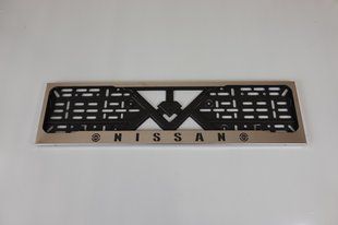 Рамка номерного знака из нержавеющей стали с надписью Nissan (1 шт). Рамка номера из нержавейки Нисан Nissan фото