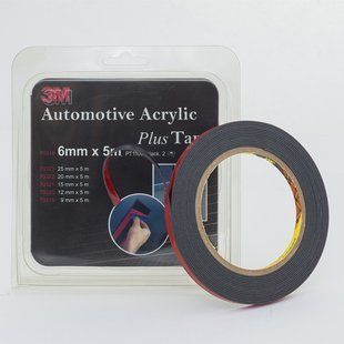 Скотч двухсторонний "Plus Tape" (2шт), 3M, 6mmx5mx1,14mm, черный, 70318 98152 фото