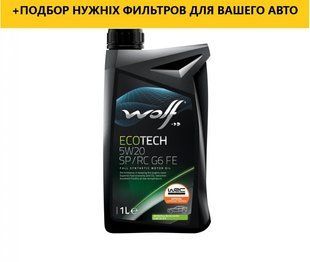 Моторное масло WOLF ECOTECH 5W20 SP/RC G6 FE 1Lx12 1047274 фото