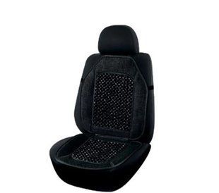 Накидка на сиденье Elegant круглая массажная косточка, лён 47х100см черная EL 100 652 фото