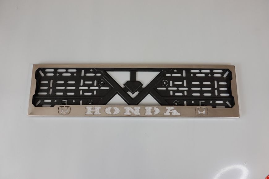 Рамка номерного знака из нержавеющей стали с надписью HONDA (1 шт). Рамка номера из нержавейки Хонда HONDA фото