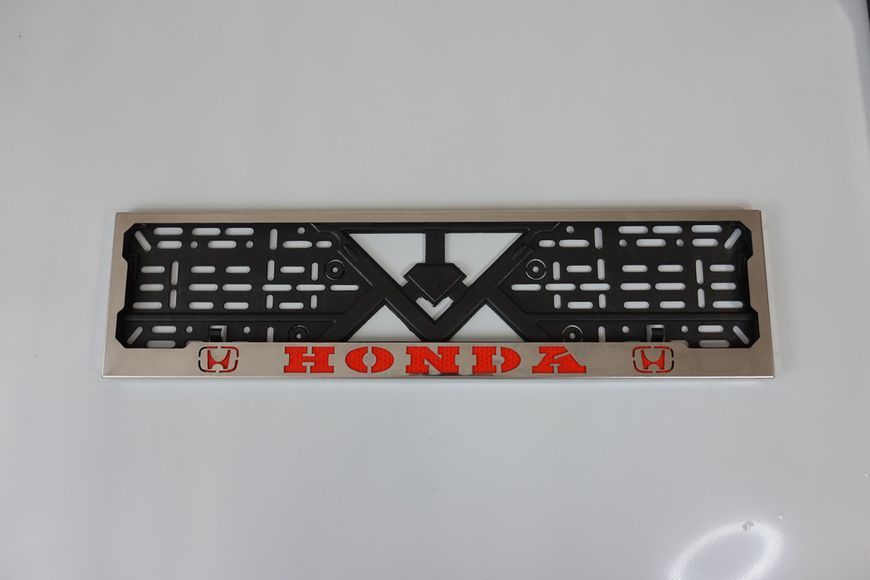 Рамка номерного знака из нержавеющей стали с надписью HONDA (1 шт). Рамка номера из нержавейки Хонда HONDA фото