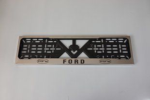 Рамка номерного знака из нержавеющей стали с надписью FORD (1 шт). Рамка номера из нержавейки ФОРД FORD фото