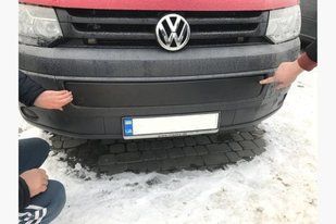 Зимняя накладка на решетку радиатора VW T-5 2010-2015 (нижняя) матовая 03198 фото