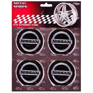 Наклейки на ковпаки, діам. 60 мм "NISSAN" чорні (4 шт) 1581318619 фото