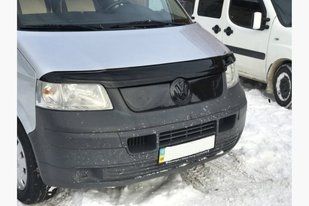 Зимняя накладка на решетку радиатора VW T-5 2003-2009 (верхняя) матовая 01323 фото