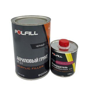 Грунт акриловый Polfill "ECO" с отвердителем, 2K, 5:1, черный, 750+150ml, 43139 97979 фото