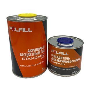 Лак акриловый MS с отвердителем, 2К 2:1, Polfill, 1l+500ml, 43168 98465 фото
