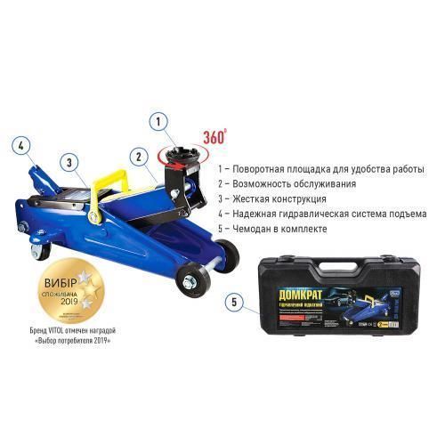 Домкрат гідра. подк. 2т чемод. min 125мм - max 300мм. (TA82007S/ДП-20065К) 6,3 кг (ДП-20065К / TA82 ДП-20065К / TA82007S фото