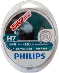 Лампа галогенова H7 12V +130% X-Treme Vision Philips 2 шт 1689098006 фото