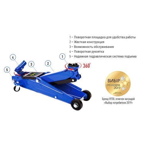 Домкрат гидравл. подк. 3т короб. min 130мм - max 410мм. (T83003C) пов.ручка 19кг (T83003C) T83003C фото