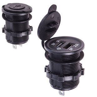 Автомобильное зарядное устройство 2 USB 12-24V врезное в планку (10016 USB-12-24V 2,1A RED) 10016 USB-12-24V 3,1A RED фото
