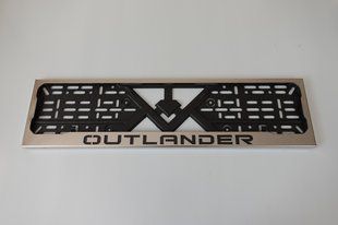 Рамка номерного знака из нержавеющей стали с надписью OUTLANDER (1 шт). Рамка номера из нержавейки АУТЛЕНДЕР OUTLANDER фото
