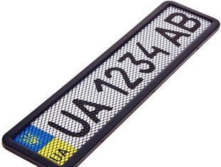 Рамка номера нержавійка з сіткою чорна РНС-75055 Vitol РНС-75055 фото
