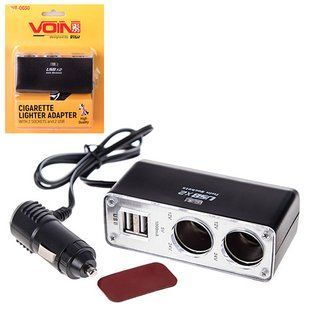 Разветвитель прикуривателя VOIN 2 выхода + 2 USB (1000 mA) /предохр. (WF-0030) (WF-0030) WF-0030 фото