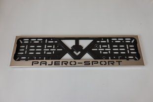 Рамка номерного знака из нержавеющей стали с надписью PAJERO-SPORT(1 шт). Рамка номера из нержавейки PAJERO-SPORT фото