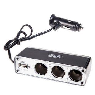 Разветвитель прикуривателя 3 выхода + 1USB 600mA провод/предохр. (WF-0096A) (WF-0096A) WF-0096A фото