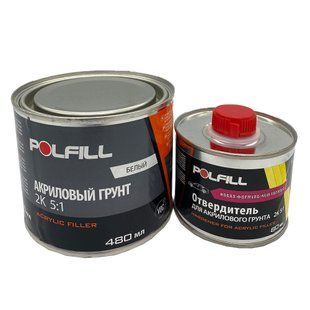 Грунт акриловый Polfill "ECO" с отвердителем, 2K, 5:1, белый, 400+80ml, 43200 97974 фото
