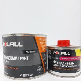 Грунт акриловый Polfill "ECO" с отвердителем, 2K, 5:1, черный, 400+80ml, 43201 97976 фото