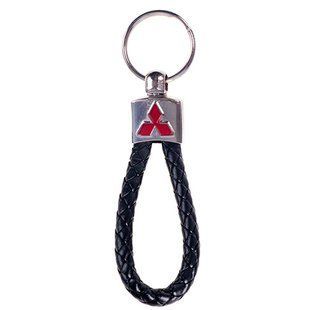 Брелок для автомобильных ключей с логотипом MITSUBISHI ПЛЕТЕНЫЙ /Брелок кож. зам. плетёный MITSUBISHI фото