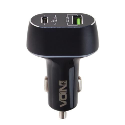 Автомобільний зарядний пристрій VOIN 63W, 1USB QC3.0 18W + 1PD 45W, 12/24V (C-63202Q) C-63202Q фото