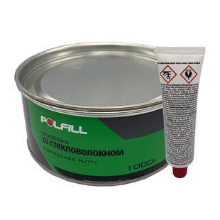 Шпатлевка со стекловолокном, с отвердителем, Polfill, 1kg, 43115 97836 фото