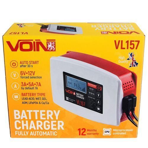 Зарядний пристрій VOIN VL-157 6&12V/3-5-7A/3-150AHR/LCD/Імпульсне (VL-157) VL-157 фото