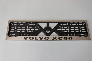 Рамка номерного знака из нержавеющей стали с надписью VOLVO XC60 (1 шт). Рамка номера из нержавейки ВОЛЬВО VOLVO XC60 фото