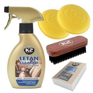 Набір для очищення шкіри салона K2 Letan Cleaner 250 мл. Набір для відновлення і очистки шкіри автомобіля K2 Letan Cleaner 147396 фото