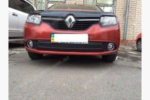 Зимняя накладка на решетку радиатора Renault Logan/Sandero 2013+ (нижняя) матовая 01392 фото