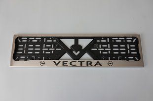 Рамка номерного знака из нержавеющей стали с надписью VECTRA (1 шт). Рамка номера из нержавейки ВЕКТРА VECTRA фото