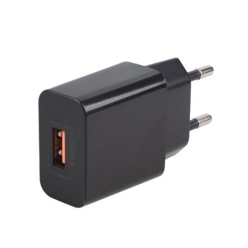 Мережевий зарядний пристрій PULSO 18W, 1 USB, QC3.0 (5V*3A/9V*2A/12V*1.5 A) (LC-14318 BK) LC-14318 BK фото