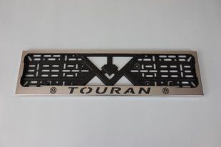Рамка номерного знака из нержавеющей стали с надписью TOURAN (1 шт). Рамка номера из нержавейки Тауран TOURAN фото