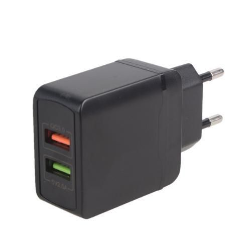 Сетевое зарядное устройство PULSO 28W, 2 USB, QC3.0 (Port 1-5V*3A/9V*2A/12V*1.5A. Port 2-5V2A) (LC-2 LC-24428 BK фото