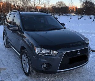 Дефлектор на капот (мухобойки) Mitsubishi Outlander XL 2010- MSH24 фото