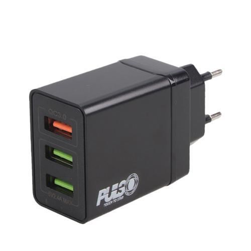 Сетевое зарядное устройство PULSO 30W, 3 USB, QC3.0 (Port 1-5V*3A/9V*2A/12V*1.5A. Port 2/3-5V2.4A) ( LC-34830 BK фото