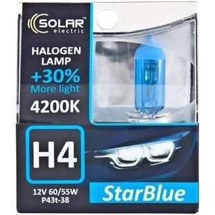 Галогенна лампа SOLAR StarBlue H4 12V 60/55W 4200K 1244S2 (2 шт.) 1224S2 фото