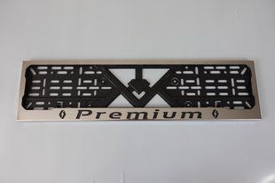 Рамка номерного знака із нержавіючої сталі з написом PREMIUM (1 шт). Рамка номера з нержавіючої сталі ПРЕМІУМ PREMIUM фото