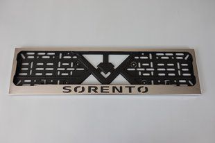 Рамка номерного знаку із нержавіючої сталі з написом SORENTO (1 шт). Рамка номера з нержавіючої сталі СОРЕНТО SORENTO фото